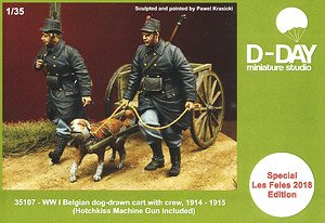 WWI Belgian Dog-drawn Cart w/Crew 1914-15 (Plastic model)