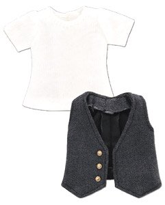 T-shirt & Gilet Set (Dark Gray) (Fashion Doll)