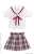 White Collar Check Sailor School Uniform Set (Red Check) (Fashion Doll) Item picture1