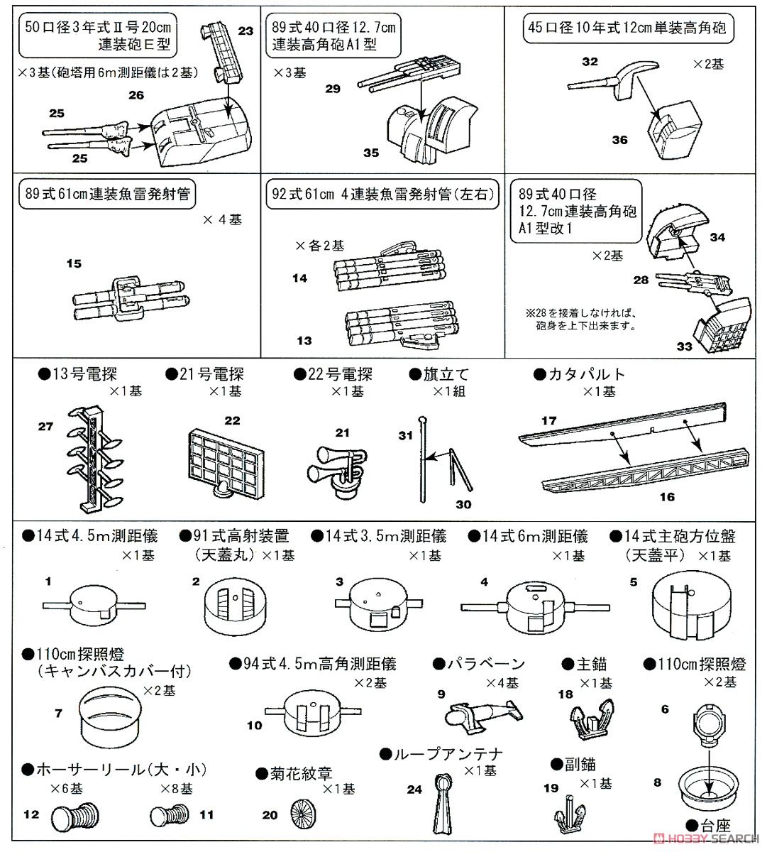 WW2 日本海軍艦船装備セット〔VI〕 (プラモデル) 設計図1