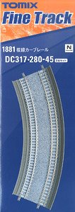 Fine Track Curved Double Track DC317/280-45 (F) (Set of 2) (Model Train)