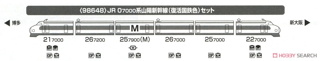 J.R. Series 0-7000 Sanyo Shinkansen (J.N.R. Color Revival) Set (6-Car Set) (Model Train) About item3