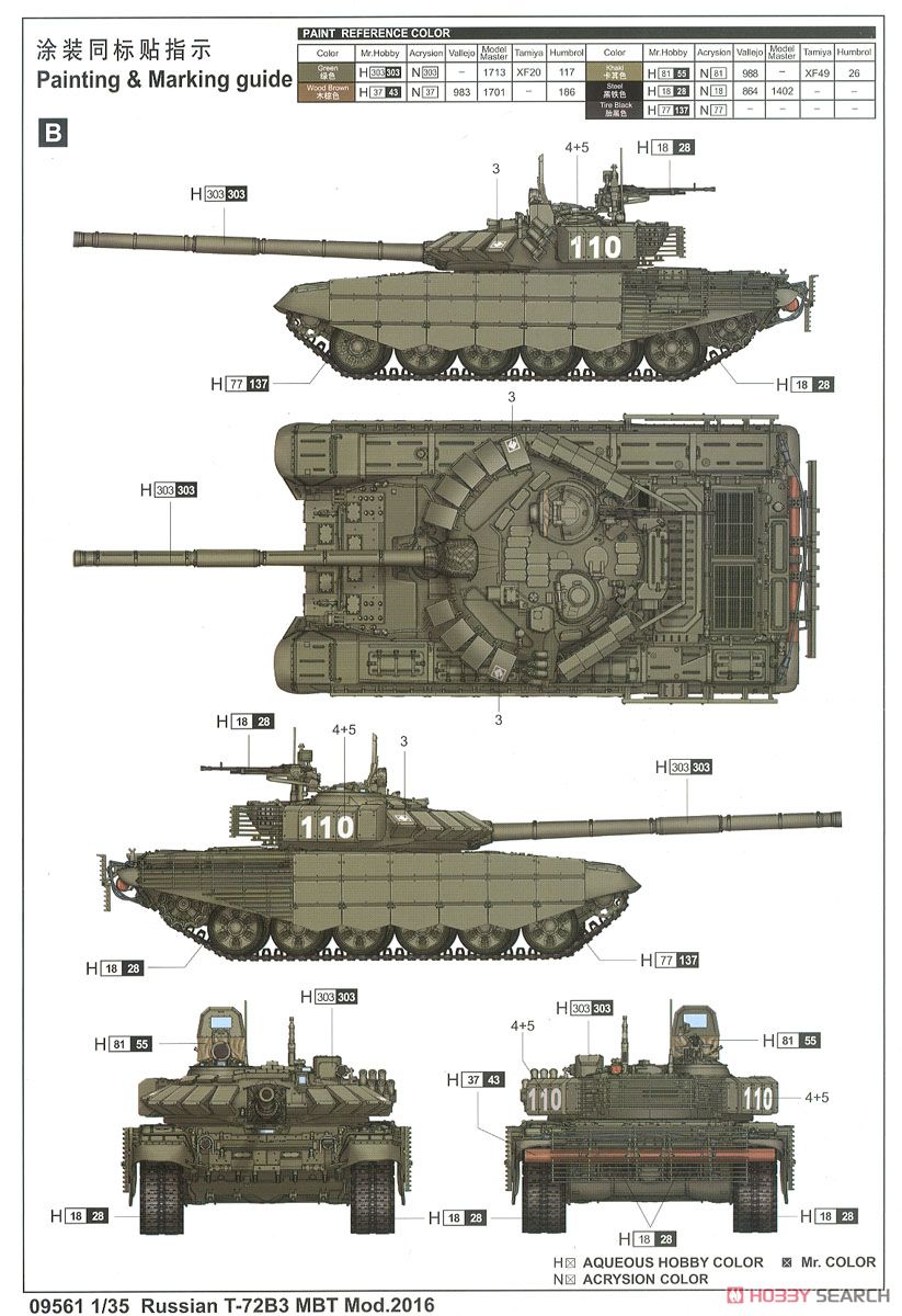 ロシア連邦軍 T-72B3主力戦車 (Mod.2016) (プラモデル) 塗装2