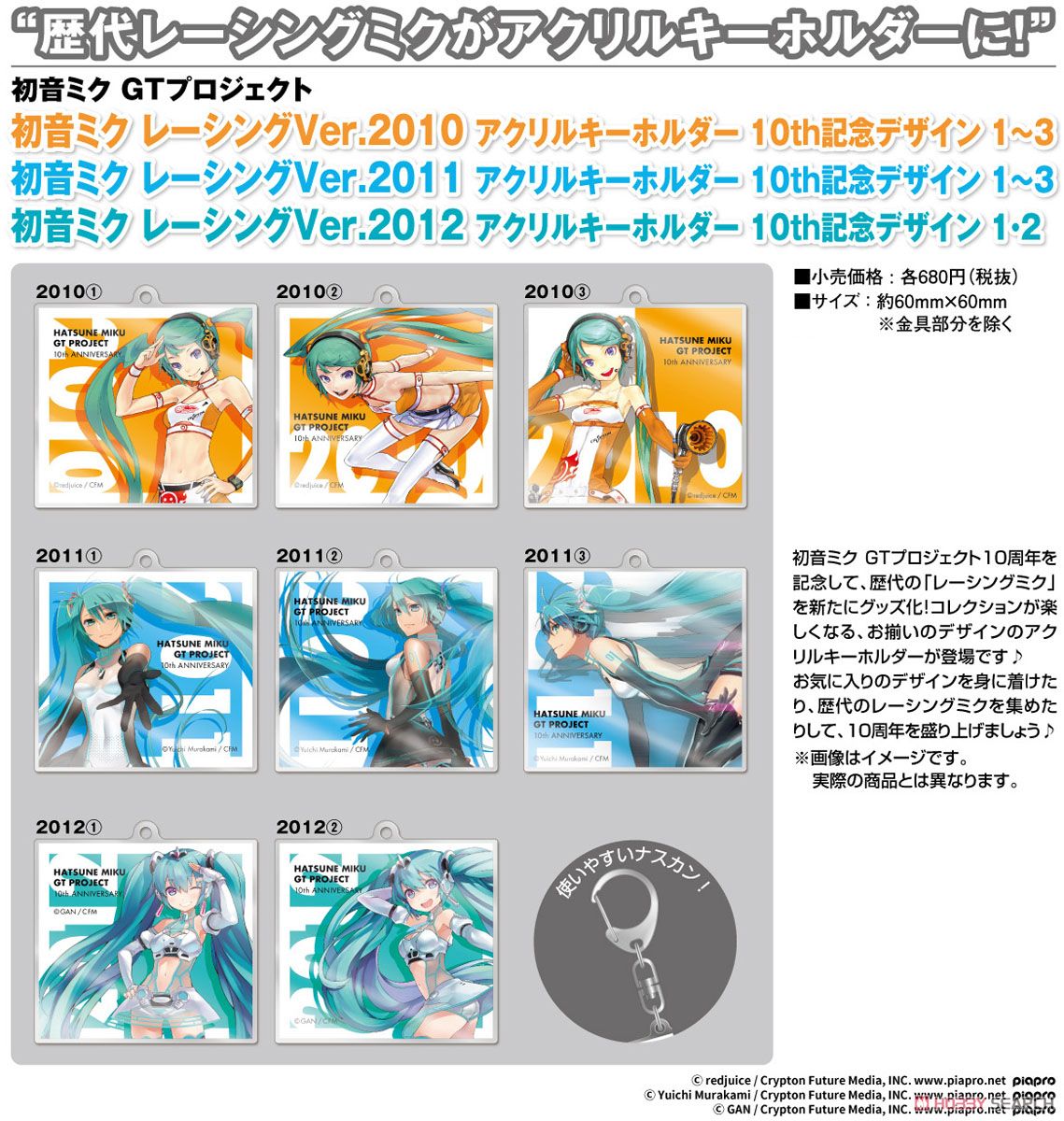 Hatsune Miku Racing Ver. 2010 Acrylic Key Ring 10th Anniversary Design 3 (Anime Toy) Other picture1