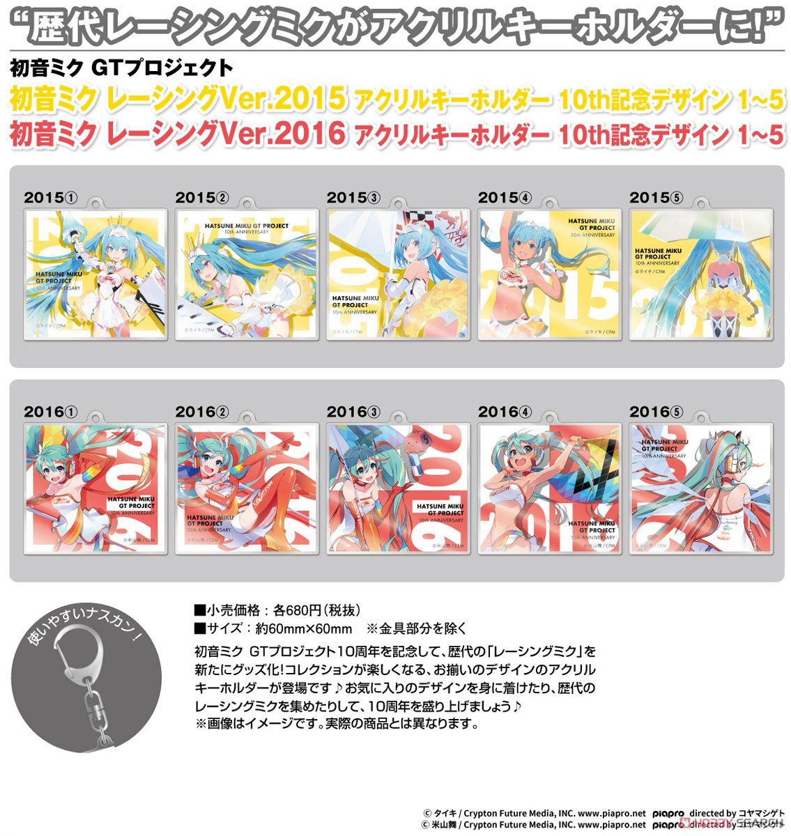 Hatsune Miku Racing Ver. 2016 Acrylic Key Ring 10th Anniversary Design 3 (Anime Toy) Other picture1