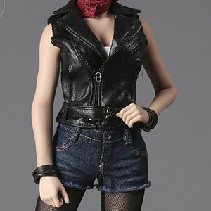 1/6 Female Leather Sleeveless Moto Jacket Sets (Fashion Doll)