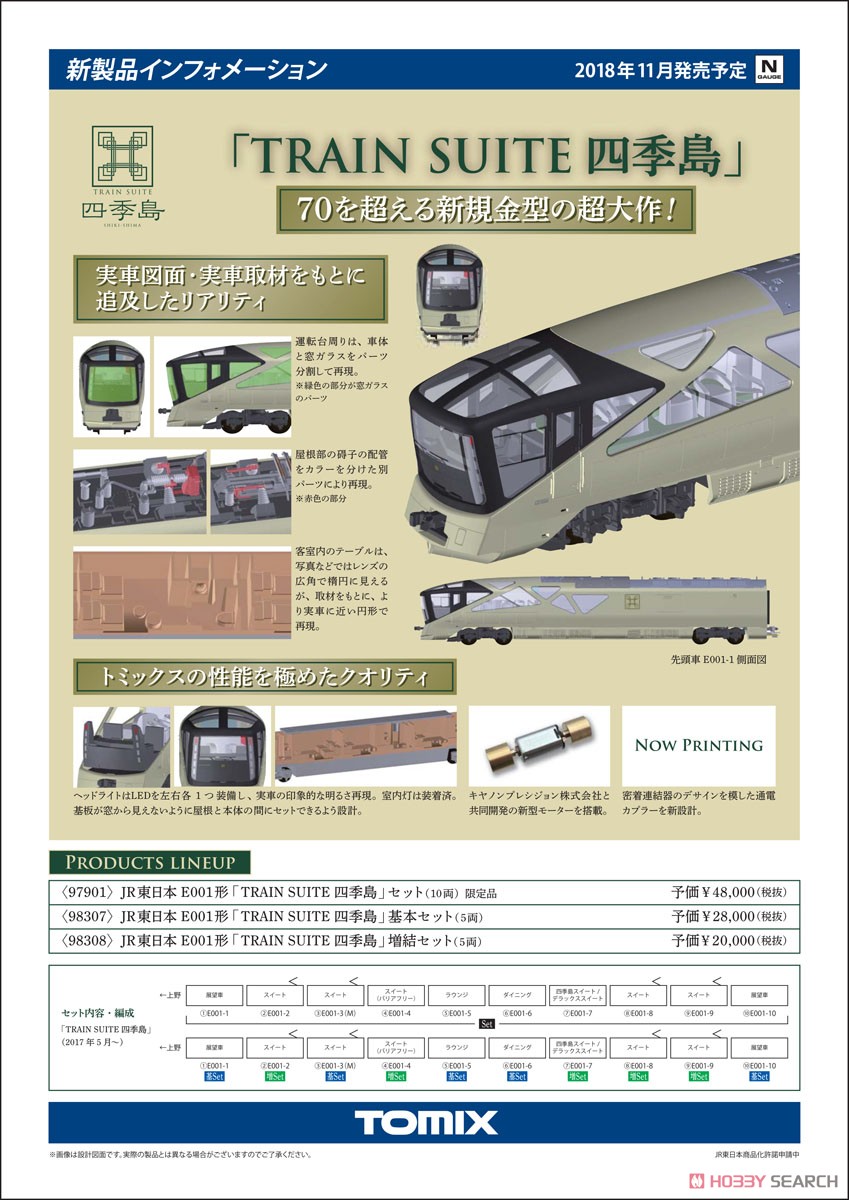 JR東日本 E001形 「TRAIN SUITE 四季島」 基本セット (基本・5両セット) (鉄道模型) 解説1