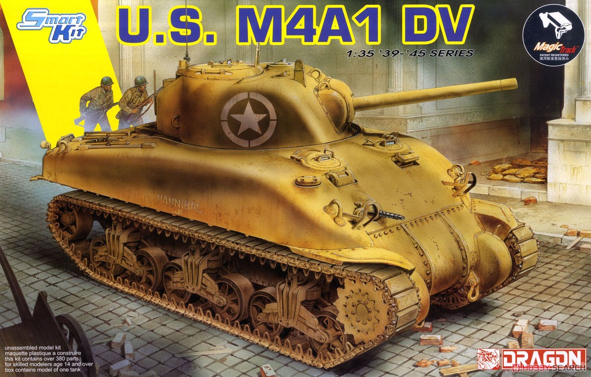 WW.II アメリカ軍 M4A1 シャーマン DV(直視バイザー型) w/マジックトラック (プラモデル) パッケージ1