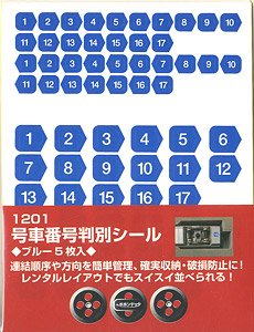 号車番号・方向判別シール (ブルー) (5枚入り) (鉄道模型)