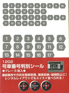 Sticker for Discriminating Car Number and Direction (Gray) (5 Sheet) (Model Train)