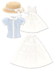 PNM Early Summer Dress Set Gray White x Light Blue (Fashion Doll)