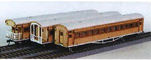 1/80(HO) Wooden Passenger Car Deck Open Kit (w/Bogie Frame) (Unassembled Kit) (Model Train)