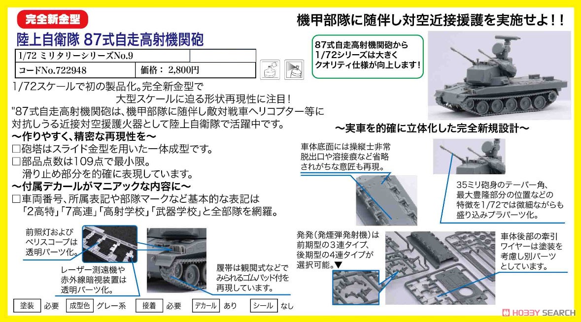 陸上自衛隊 87式自走高射機関砲 (プラモデル) その他の画像1