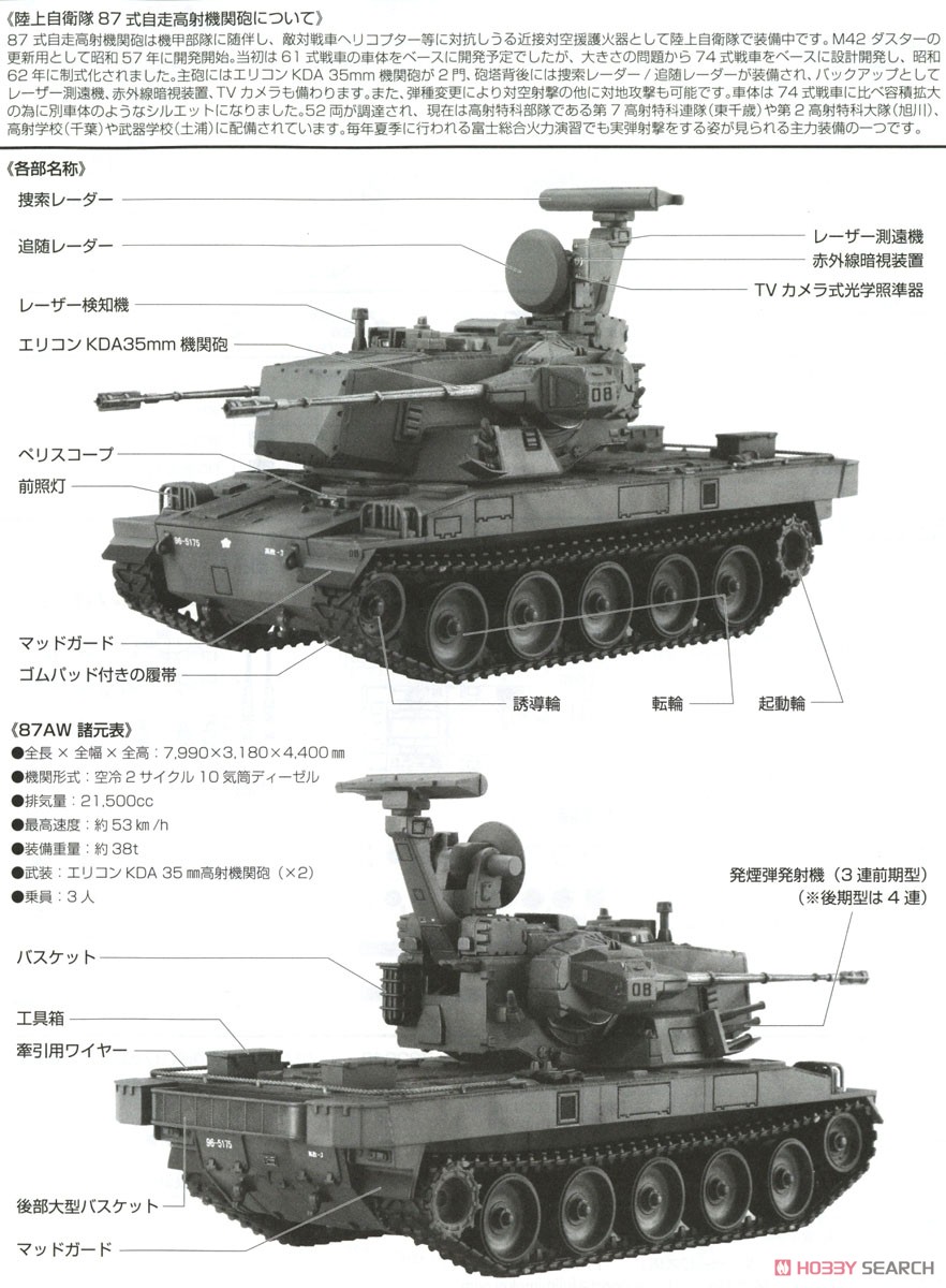 陸上自衛隊 87式自走高射機関砲 (プラモデル) 解説1