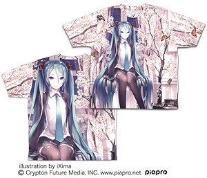 初音ミク cherry blossoms 両面フルグラフィックTシャツ S (キャラクターグッズ)
