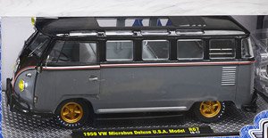 1959 VW Microbus Deluxe U.S.A. Model Model Gloss Black Top & Gray Metallic Bottom (Diecast Car)