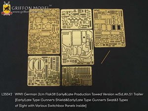 Photo-Etched Parts for WWII German 2cm Flak38 Early & Late Production Towed Version w/Sd.Ah.51 Trailer (for Dragon DR6546 ) (Plastic model)
