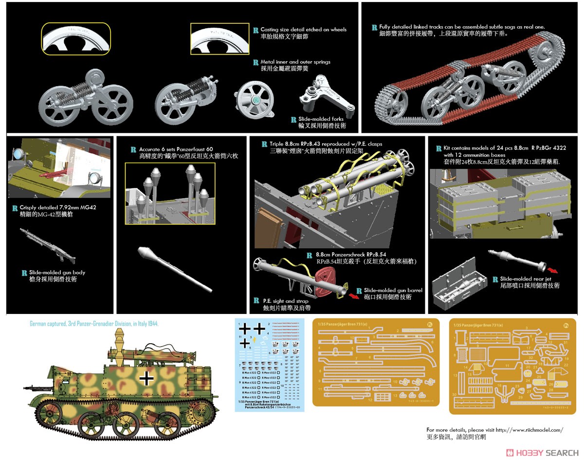 独・対戦車キャリア731(e)8.8cmパンツァーシュレック搭載(RV35035) (プラモデル) その他の画像3