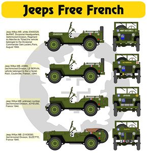Willys Jeep MB/Ford GPW Jeeps Free French (Decal)