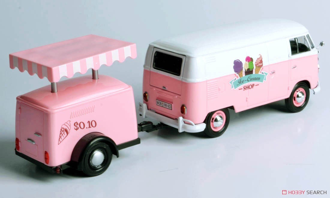 Volkawagen Type2 (T1) Delivery Van and Refrigeration Trailer (White/Pink) (Diecast Car) Item picture3