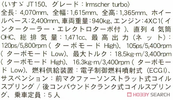 いすゞ ジェミニ(JT150) イルムシャー ターボ (プラモデル) 解説3