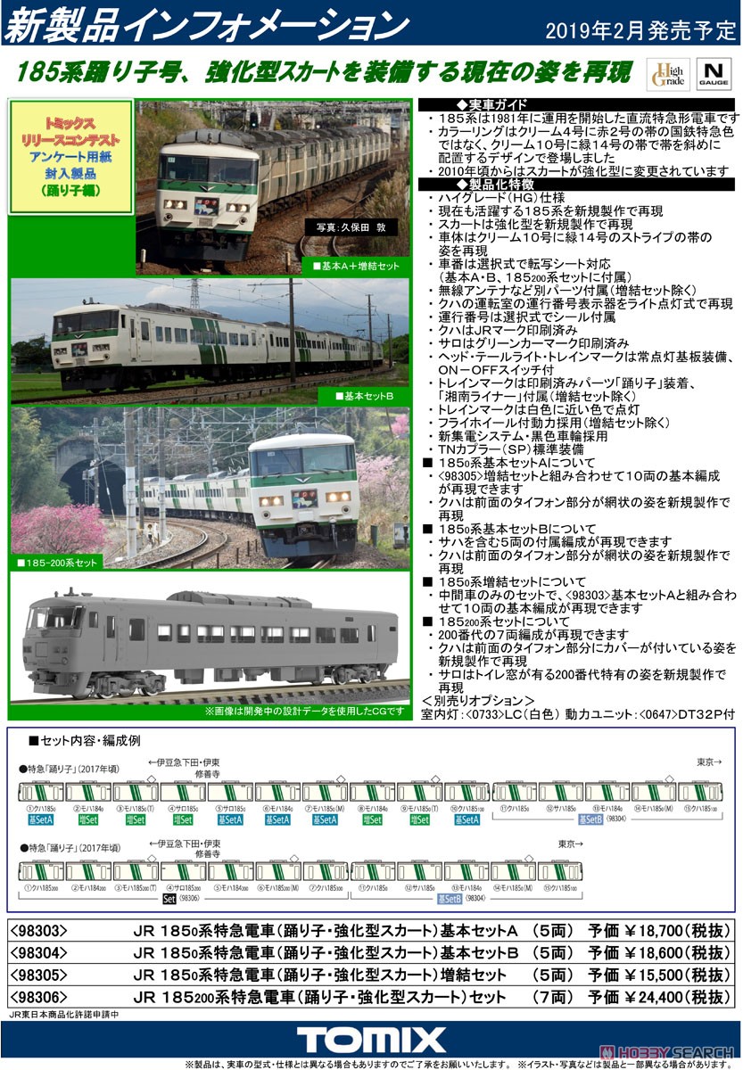 JR 185-0系特急電車 (踊り子・強化型スカート) 基本セットB (基本・5両セット) (鉄道模型) 解説1