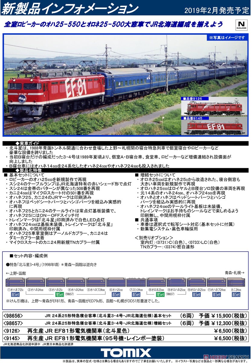 JR 24系25形特急寝台客車 (北斗星3・4号・JR北海道仕様) 基本セット (基本・6両セット) (鉄道模型) 解説1
