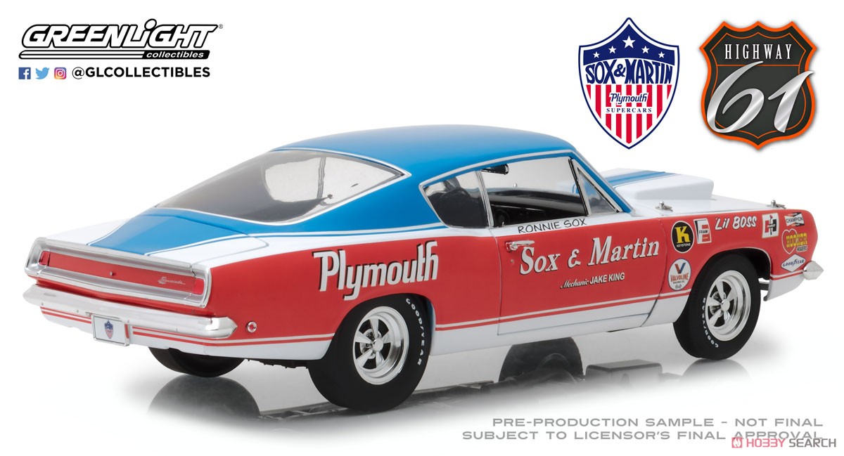 Highway 61 - 1968 Plymouth Barracuda Sox & Martin (ミニカー) 商品画像2