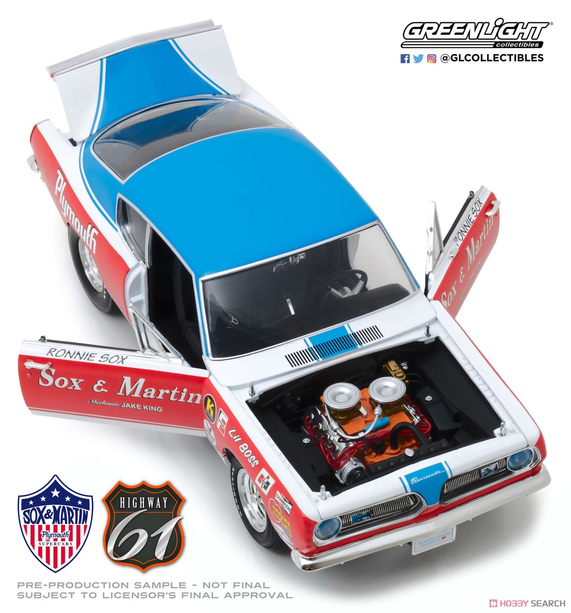 Highway 61 - 1968 Plymouth Barracuda Sox & Martin (Diecast Car) Item picture3