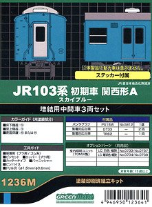 JR 103系初期車 関西形A スカイブルー 増結用中間車3輛セット (動力無し) (増結・3両・塗装済みキット) (鉄道模型)