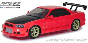 Artisan Collection - 1999 Nissan Skyline GT-R (R34) - Red with Neon LED Light Underglow (Diecast Car)