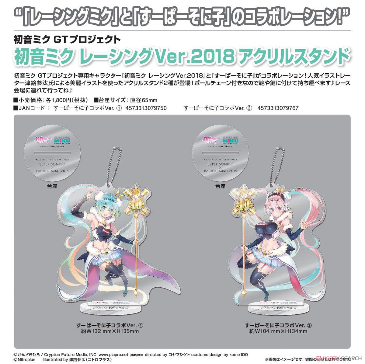Hatsune Miku Racing Ver. 2018 Acrylic Stand Super Sonico Collaboration Ver.1 (Anime Toy) Other picture1