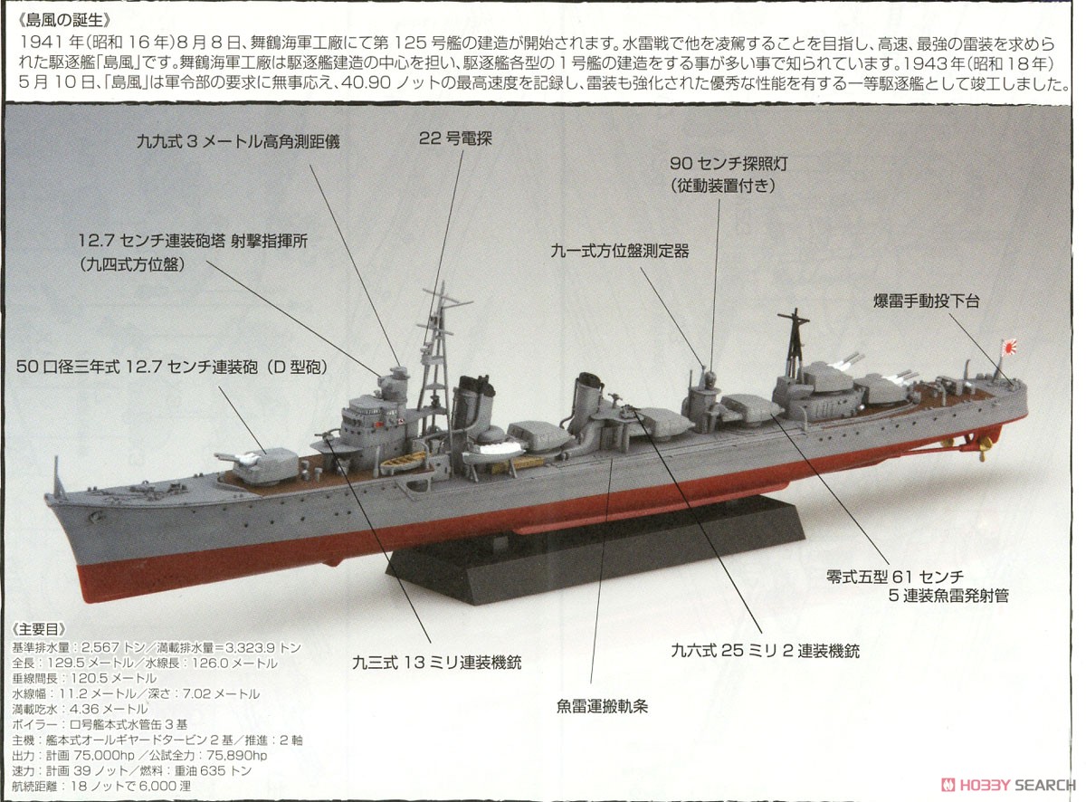 日本海軍駆逐艦 島風 (竣工時) 彩色済み乗組員付き (プラモデル) 解説2