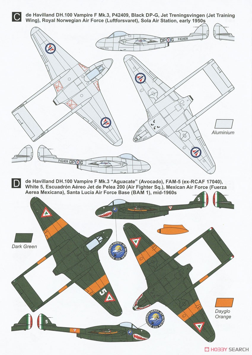 D.H.バンパイア F.3 `ジェット戦闘機` (2機入り) (プラモデル) 塗装2