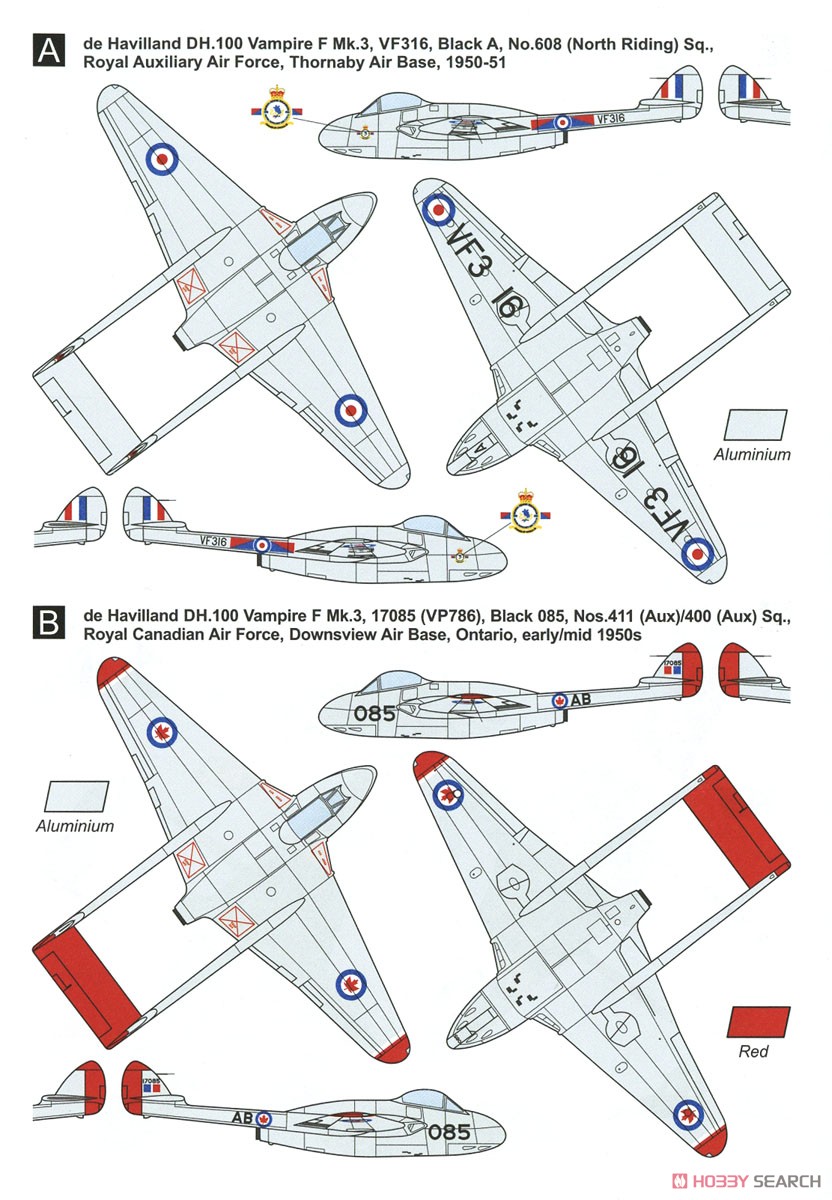 D.H.バンパイア F.3 `ジェット戦闘機` (2機入り) (プラモデル) 塗装3