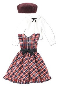 PNS2 Classical Check Jumper Dress Set (Navy x Red Check) (Fashion Doll)