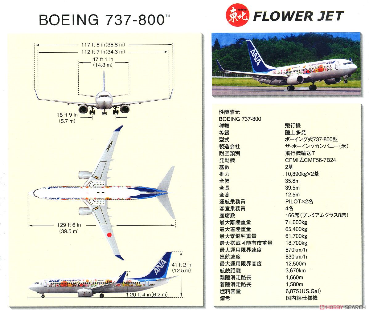 737-800 JA85AN 東北FLOWER JET (完成品飛行機) 解説2