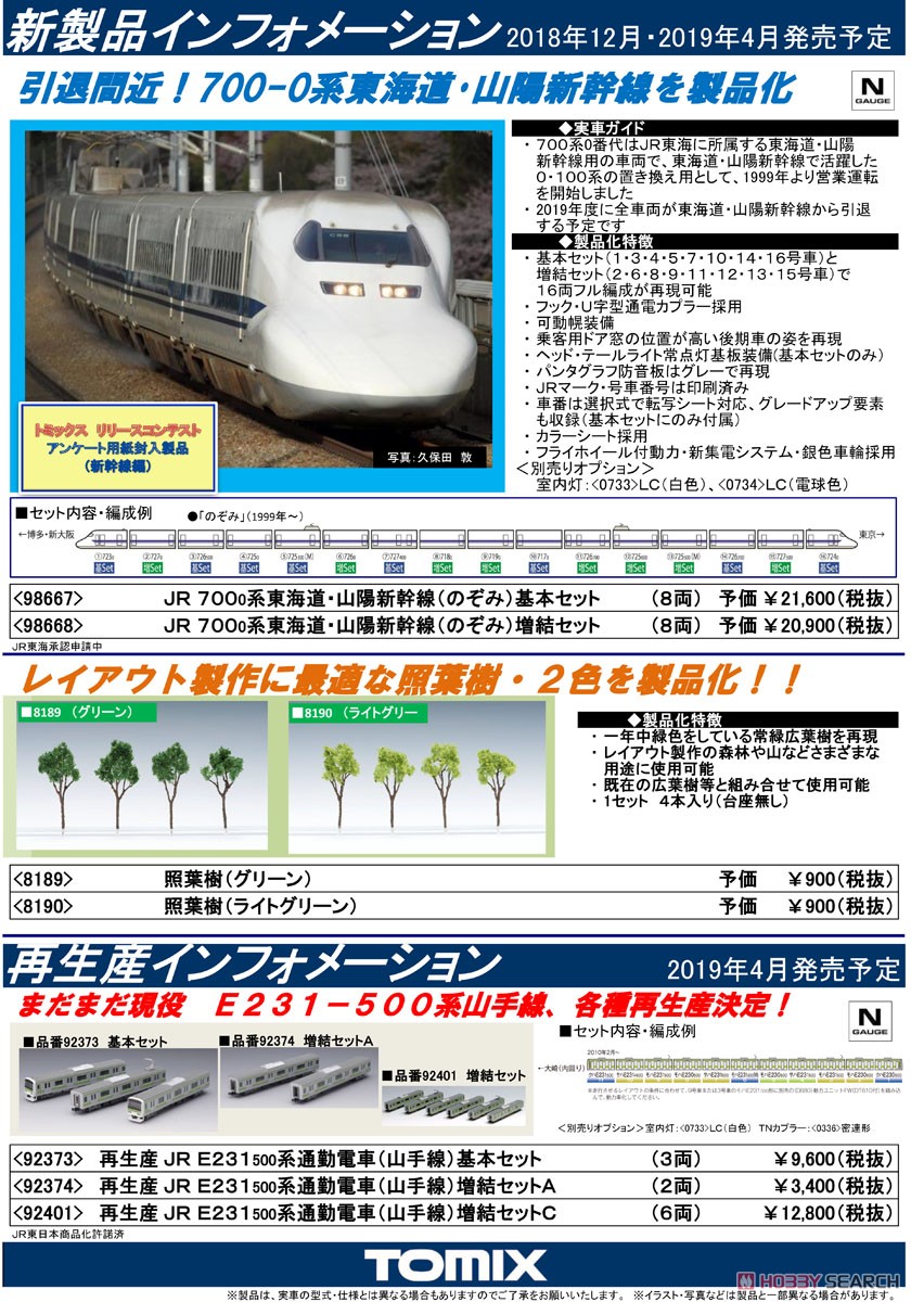 JR 700-0系 東海道・山陽新幹線 (のぞみ) 基本セット (基本・8両セット) (鉄道模型) 解説1