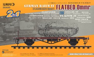 German Railway Flatbed Ommr (Flachwagen Ommr) (2in1) w/Railway Track and Sleeper (Upgrade Edition) (Plastic model)