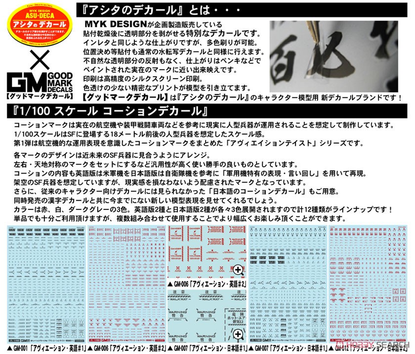 1/100 GM コーションデカール No.4「アヴィエーション・日本語表記#2」レッド (素材) その他の画像1