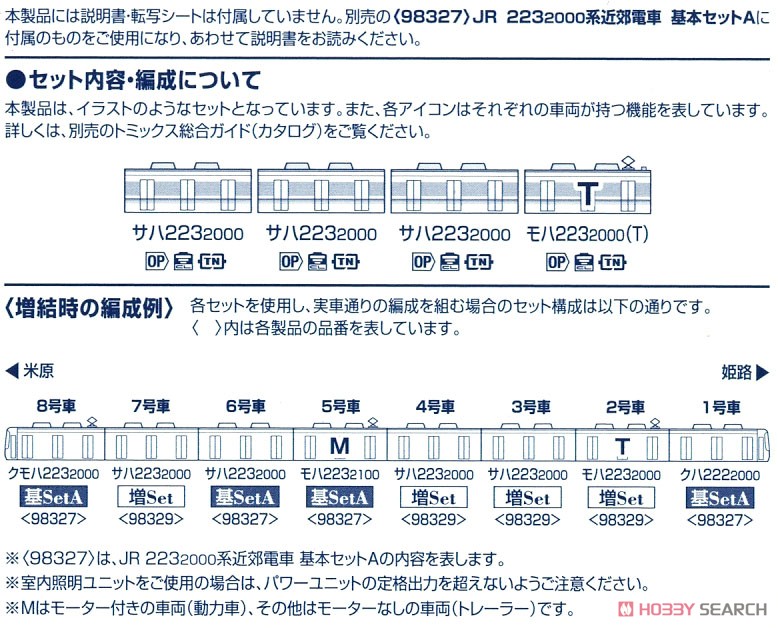 JR 223-2000系 近郊電車 増結セット (増結・4両セット) (鉄道模型) 解説2