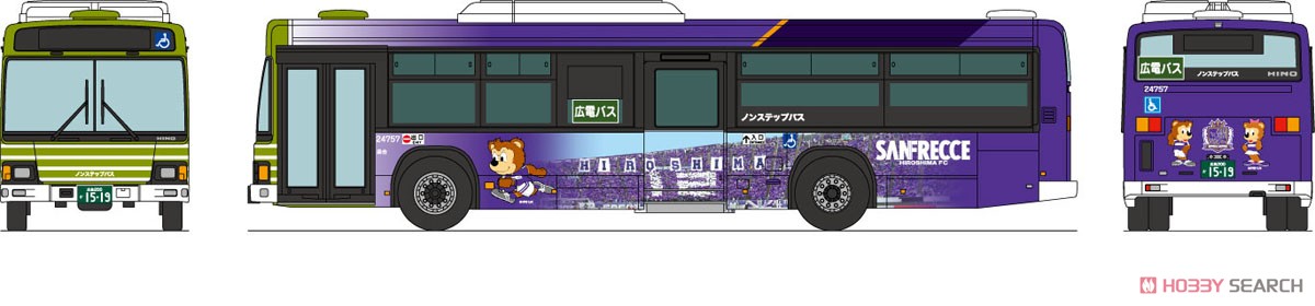 ザ・バスコレクション 広島電鉄×サンフレッチェ広島ラッピングバス (鉄道模型) その他の画像1