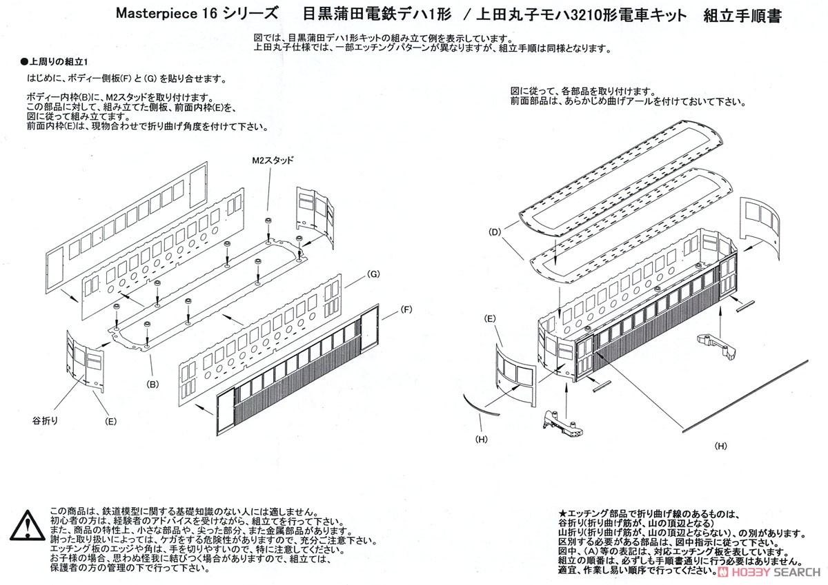 16番(HO) 目黒蒲田電鉄 デハ1形電車 キット (組み立てキット) (鉄道模型) 設計図1