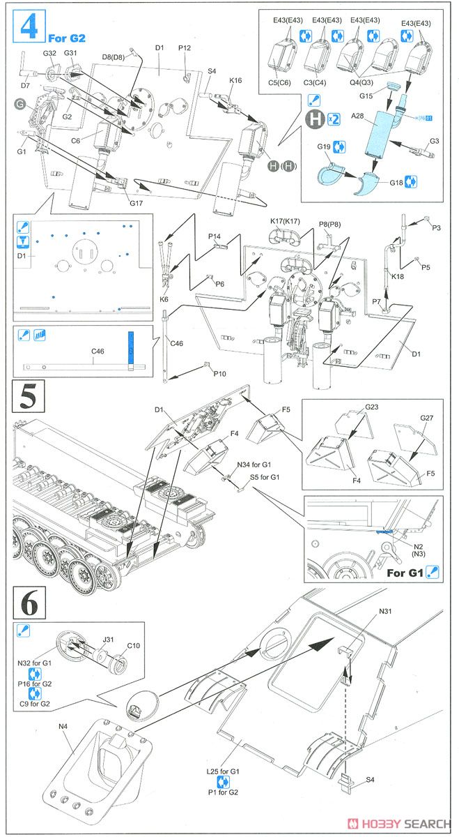 WW.II ドイツ軍 駆逐戦車 ヤークトパンター Ausf.G1 後期生産型 / Ausf.G2 (2 in1) (プラモデル) 設計図3