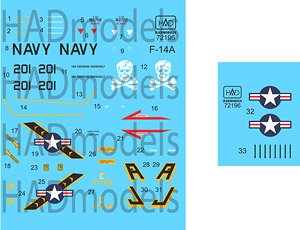 アメリカ海軍 F-14Aトムキャット VF-84 ジョリーロジャース `201` デカール