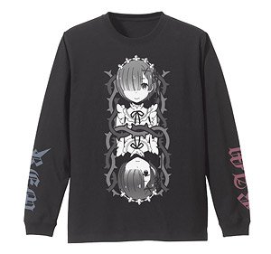 Re: Life in a Different World from Zero Rem & Ram Sleeve Rib Long Sleeve T-Shirt Black M (Anime Toy)