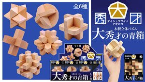 木製立体パズル 大秀才の青箱 (6個セット) (パズル、ちえのわ)
