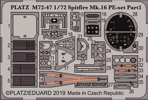 スピットファイア Mk.XVI 用 エッチングパーツ・パート1 (シートベルト・計器盤など) (プラモデル)