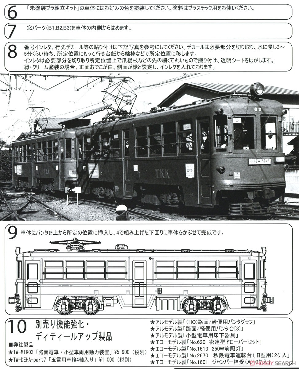 16番(HO) 玉電 80形 塗装済キット2両セット (緑塗装) (2両・組み立てキット) (鉄道模型) 設計図3