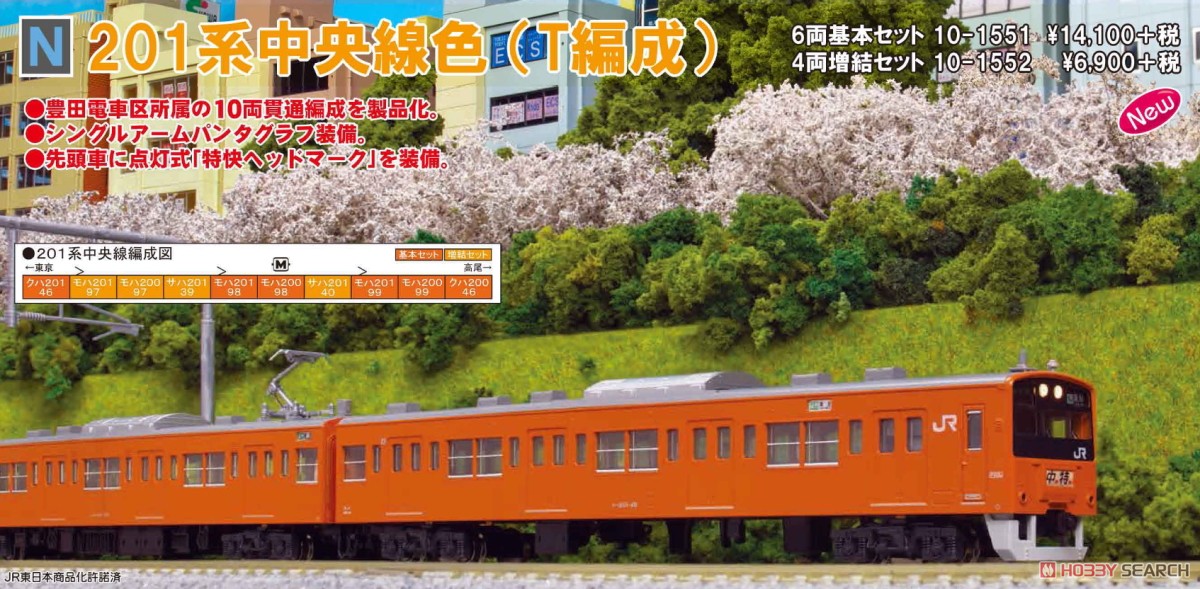 201系 中央線 (T編成) 6両基本セット (基本・6両セット) (鉄道模型) その他の画像2